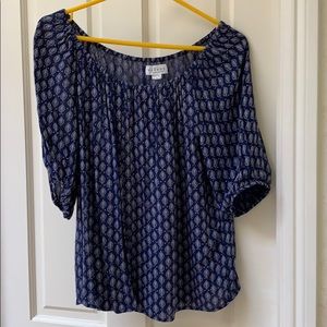Blue peasant type flowy top